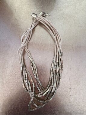 Multistrand Beige and Gold Women's Statement Necklace